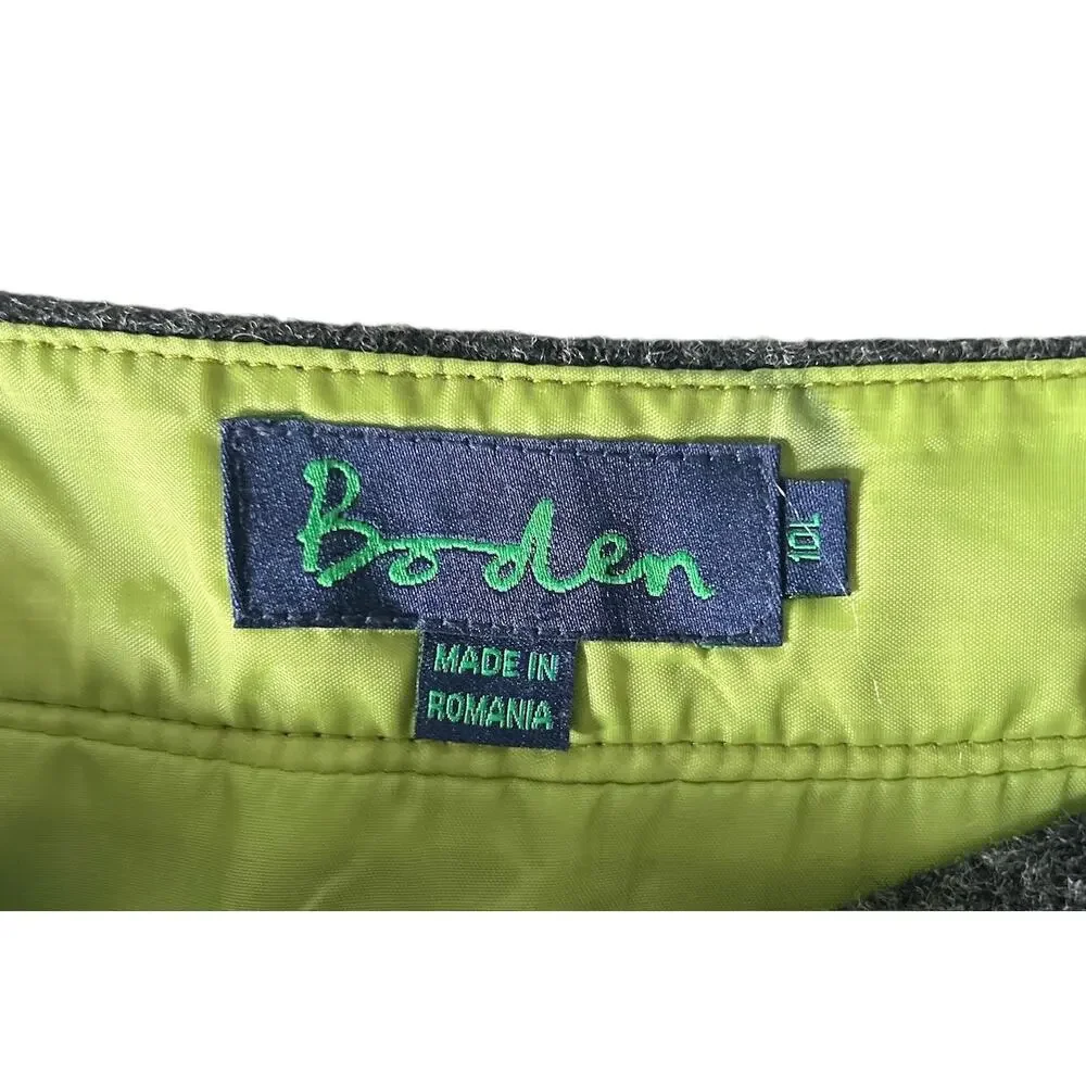 Boden Women’s Size 10‎ L 100% Wool Grey Fully Lined Knee Length Academia Skirt